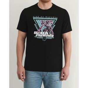 Marvel Men's L Black Graphic T-Shirt King Of Wakanda Superhero MCU Fan